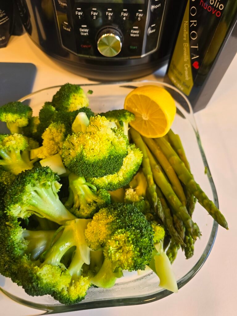Pressure Cooked Broccoli, Cauliflower, Asparagus