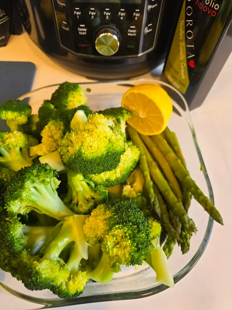 Pressure Cooked Broccoli, Cauliflower, Asparagus