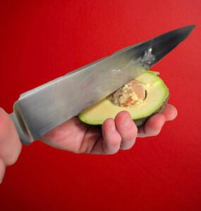 DANGER - never aim a knife at yourself